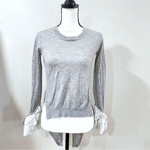 3.1 Phillip Lim Gray Merino Wool Cashmere Ruffle Cuff Sweater, Women Size XS